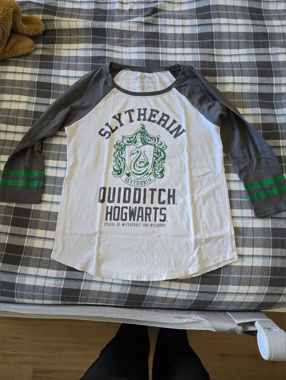 Harry Potter T-Shirt Slytherin Quidditch Hogwarts 3/4 Sleeve Womens Raglan Tee